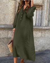 Load image into Gallery viewer, Women's Long Sleeve V-neck Solid Casual Dress