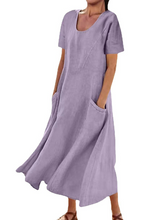Load image into Gallery viewer, JFN Cotton &amp; Linen Solid Color Loose Casual Pocket Dress