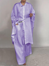 Load image into Gallery viewer, Women Casual Plain Shirt and Pants Two-pieces Set