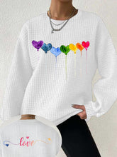 Load image into Gallery viewer, Women's Rainbow Love Heart Waffle Sweatshirt Waffle Sweatshirt