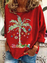 Load image into Gallery viewer, Women's Christmas Palm Tree Print Casual Sweatshirt