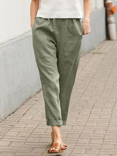 Load image into Gallery viewer, Women's Cotton Linen Solid Color Loose Pocket Harem Pants
