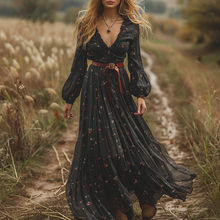 Load image into Gallery viewer, Women's Vintage Country Pastoral Linen Style Long-sleeve Maxi Long Dress