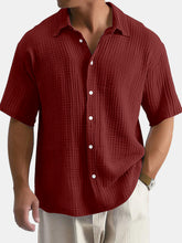 Load image into Gallery viewer, Men's Casual Summer 100% Cotton Solid Color Short Sleeve Shirt