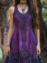 Load image into Gallery viewer, Vintage Lace Celtic Totem Printed Women's Linen Vest Dress