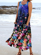 Load image into Gallery viewer, Women's Floral Art Print Pocket Casual Resort Comfort Maxi Dress