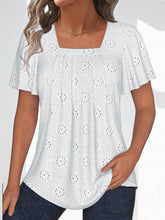 Load image into Gallery viewer, Women Short Sleeve U-neck Solid Lace Tops