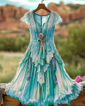 Load image into Gallery viewer, Summer Vintage Floral Lace Patchwork Dress 9144