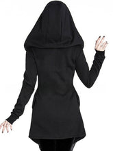 Load image into Gallery viewer, Gothic Style Dark Print Long-Sleeved Hooded Irregular Stitching Print Long Coat