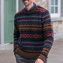 Load image into Gallery viewer, Vintage Warmth Shetland Knit Jacquard Icelandic Crew Neck Sweater（Unisex ）