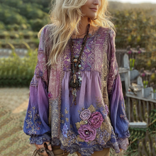 Load image into Gallery viewer, Classy Vintage Floral Splicing Cotton And Linen Long Sleeve Shirt