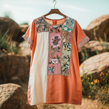 Load image into Gallery viewer, Women's Vintage Tribal Floral Art Cotton And Linen Shirt ab1d
