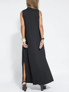 Elegant Solid Color Sleeveless Maxi Dress