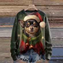 Load image into Gallery viewer, Christmas Dog Print Knitted Pullover Sweater