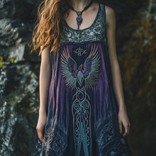 Load image into Gallery viewer, Raven Embroidered Vintage Lace Women's Linen Vest Dress