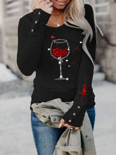 Load image into Gallery viewer, Women's Valentine's Day Shiny Love Heart Wine Glass Long Sleeve T-Shirt