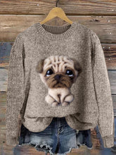 Load image into Gallery viewer, Lovely Pug Dog Wool Art Cozy Knit Sweater