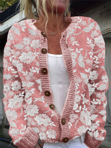 Vintage Floral Lace Embroidered Cozy Cardigan