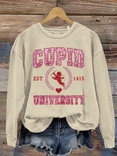 Load image into Gallery viewer, Valentine's Day Cupid University Print Casual Sweatshirt