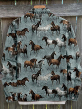 Load image into Gallery viewer, Vintage Turquoise Horse Print Casual Denim Jacket