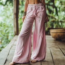 Load image into Gallery viewer, Bohemian Holiday Style Retro Linen Floral Ethnic Totem Print Casual Pants