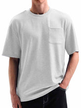 Load image into Gallery viewer, Men's Comfortable Basic Striped Fabric U-shaped Pocket Round Neck Short-Sleeved T-shirt
