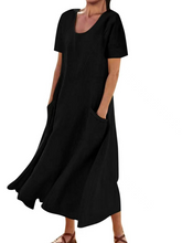 Load image into Gallery viewer, JFN Cotton &amp; Linen Solid Color Loose Casual Pocket Dress