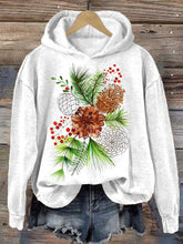 Load image into Gallery viewer, Women's Christmas Pine Nut Print Hooded Sweatshirt