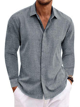 Load image into Gallery viewer, Men's Linen Solid Color Casual Loose Daily Hawaiian Long Sleeve Shirt