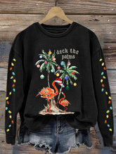 Load image into Gallery viewer, Women&#39;s Christmas Deck The Palms Printed Crew Neck Sweatshirt