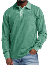 Load image into Gallery viewer, Men's Retro Lapel Button Casual Solid Color Long Sleeve Polo Shirt