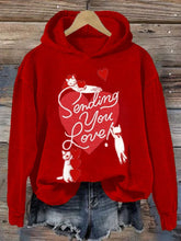 Load image into Gallery viewer, Women's Valentine's Day Printed Long Sleeve Hooded Sweatshirt
