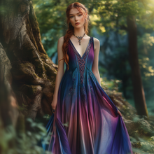 Load image into Gallery viewer, Vintage Viking Tribal Celtic Knot Gradient Art Linen Tank Dress