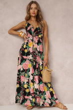 Load image into Gallery viewer, Everyday Pink Chiffon Floral Print Deep V Neck Sleeveless Maxi Dress