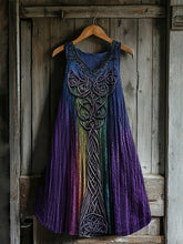 Load image into Gallery viewer, Women's Vintage Viking Tie-dye Print Cotton And Linen Dress