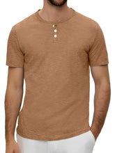Load image into Gallery viewer, Men's Summer Solid Button Textured Short Sleeve Henley Shirt