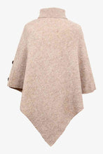 Load image into Gallery viewer, Solid Color Turtleneck Button-embellished Knitted Shawl Cape