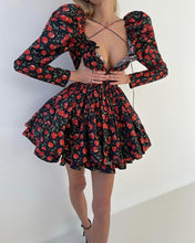 Load image into Gallery viewer, Elegant Lace-Up Print Mini Dress
