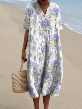 Load image into Gallery viewer, Spring Hydrangea Floral Repeat Pattern Printed Women's Flowy Dress