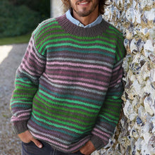 Load image into Gallery viewer, Vintage Rainbow Stripe Knit Jacquard Crew Neck Sweater（Unisex）