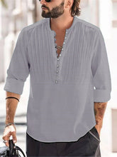 Load image into Gallery viewer, Men's Cotton Linen Wrinkle Casual Long Sleeve Shirt