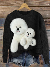Load image into Gallery viewer, Fluffy Bichon Dogs Plush Cozy Knit Sweater