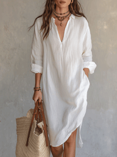 Load image into Gallery viewer, Boho Relaxed Day Quiet Nomad White Midi Dress