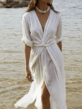 Load image into Gallery viewer, Women's Cotton And Linen Loose Solid Color Dress