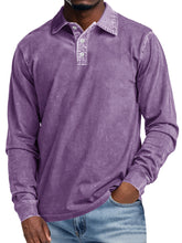 Load image into Gallery viewer, Men's Retro Lapel Button Casual Solid Color Long Sleeve Polo Shirt