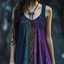 Load image into Gallery viewer, Vintage Celtic Mythology Gradient Lace Linen Tank Dress