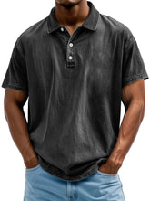Load image into Gallery viewer, Men's Vintage Washed And Distressed Pure Cotton Lapel Short-sleeved Polo Shirt