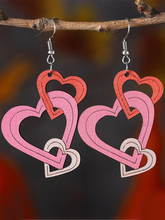 Load image into Gallery viewer, Valentine's Day Hollow Heart Series Wooden Earrings