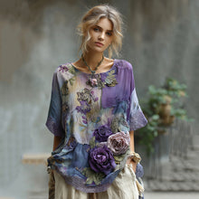Load image into Gallery viewer, Vintage Bohemian Embroidered Floral Patchwork T-shirt