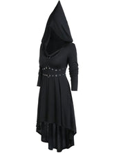 Load image into Gallery viewer, Halloween Punk Solid Rivet Waisted Pointed Hooded Dress